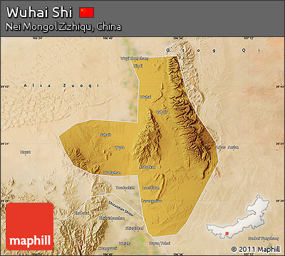 Physical Map of Wuhai Shi, satellite outside