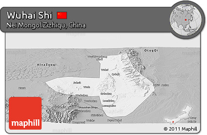 Gray Panoramic Map of Wuhai Shi