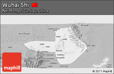Gray Panoramic Map of Wuhai Shi