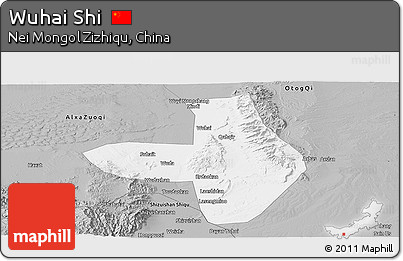 Gray Panoramic Map of Wuhai Shi