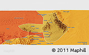 Physical Panoramic Map of Wuhai Shi, political outside