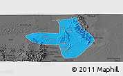 Political Panoramic Map of Wuhai Shi, darken, desaturated