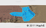 Political Panoramic Map of Wuhai Shi, darken, semi-desaturated