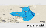 Political Panoramic Map of Wuhai Shi, shaded relief outside