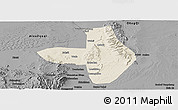 Shaded Relief Panoramic Map of Wuhai Shi, darken, desaturated