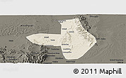 Shaded Relief Panoramic Map of Wuhai Shi, darken
