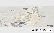 Shaded Relief Panoramic Map of Wuhai Shi, semi-desaturated