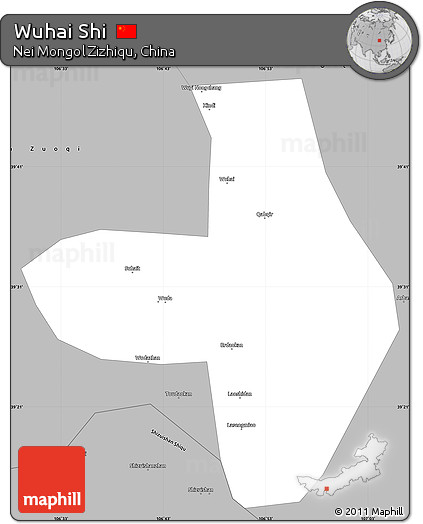 Gray Simple Map of Wuhai Shi