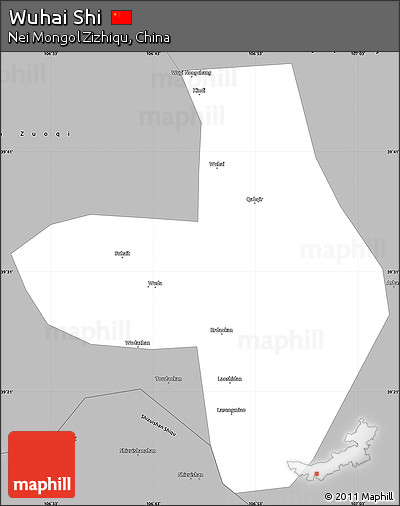 Gray Simple Map of Wuhai Shi