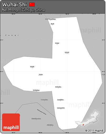 Gray Simple Map of Wuhai Shi