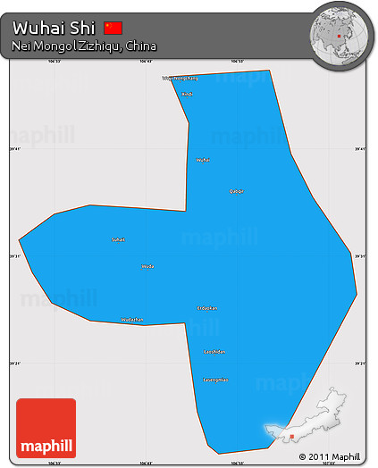 Political Simple Map of Wuhai Shi, cropped outside
