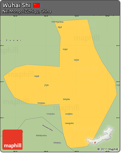 Savanna Style Simple Map of Wuhai Shi