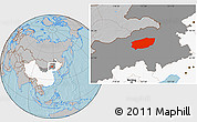 Gray Location Map of Xi Ujimqin Qi, highlighted country, highlighted parent region, hill shading