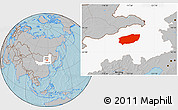 Gray Location Map of Xi Ujimqin Qi, highlighted parent region, hill shading