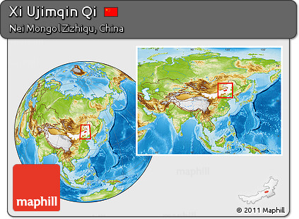 Physical Location Map of Xi Ujimqin Qi, highlighted parent region, within the entire country