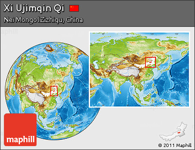 Physical Location Map of Xi Ujimqin Qi, highlighted parent region, within the entire country