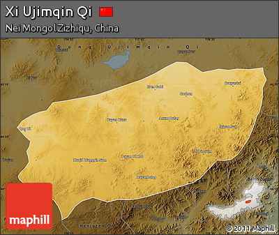 Physical Map of Xi Ujimqin Qi, darken