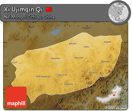 Physical Map of Xi Ujimqin Qi, darken