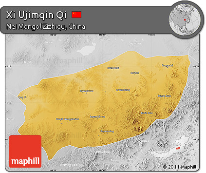 Physical Map of Xi Ujimqin Qi, lighten, desaturated