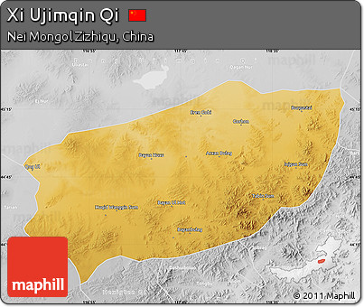 Physical Map of Xi Ujimqin Qi, lighten, desaturated