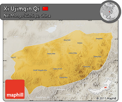 Physical Map of Xi Ujimqin Qi, lighten, semi-desaturated
