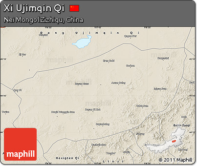 Shaded Relief Map of Xi Ujimqin Qi