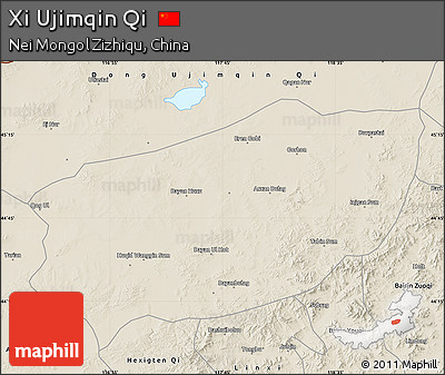 Shaded Relief Map of Xi Ujimqin Qi