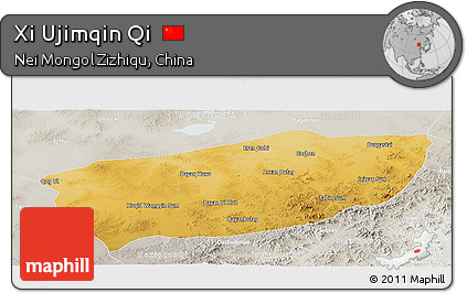 Physical Panoramic Map of Xi Ujimqin Qi, lighten, semi-desaturated