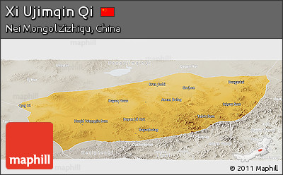 Physical Panoramic Map of Xi Ujimqin Qi, lighten, semi-desaturated