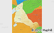Physical 3D Map of Xinbarag Zuoqi, political outside