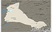 Shaded Relief Panoramic Map of Xinbarag Zuoqi, darken