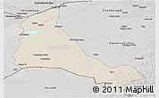 Shaded Relief Panoramic Map of Xinbarag Zuoqi, desaturated