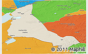 Shaded Relief Panoramic Map of Xinbarag Zuoqi, political outside