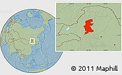 Savanna Style Location Map of Xuguit Qi, hill shading