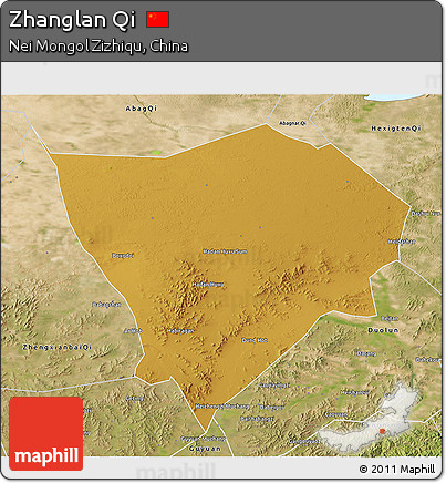 Physical 3D Map of Zhanglan Qi, satellite outside