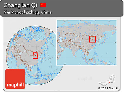 Gray Location Map of Zhanglan Qi, within the entire country