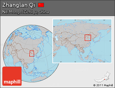 Gray Location Map of Zhanglan Qi, within the entire country