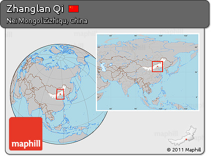 Gray Location Map of Zhanglan Qi, highlighted parent region, within the entire country