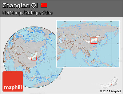 Gray Location Map of Zhanglan Qi, highlighted parent region, within the entire country