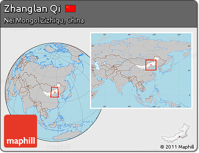Gray Location Map of Zhanglan Qi, highlighted parent region, within the entire country