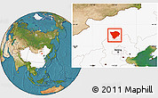 Satellite Location Map of Zhanglan Qi, highlighted country