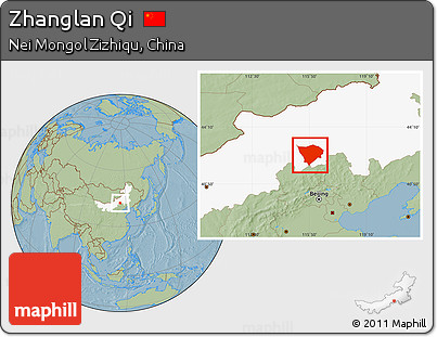 Savanna Style Location Map of Zhanglan Qi, highlighted parent region, hill shading