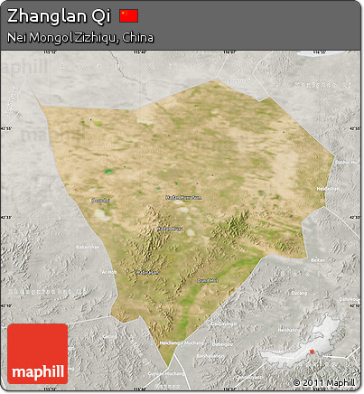 Satellite Map of Zhanglan Qi, lighten, semi-desaturated