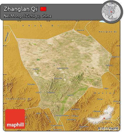 Satellite Map of Zhanglan Qi, physical outside