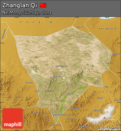 Satellite Map of Zhanglan Qi, physical outside