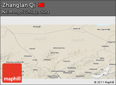 Shaded Relief Panoramic Map of Zhanglan Qi