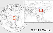 Blank Location Map of Zhengxianbai Qi, within the entire country