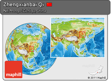 Physical Location Map of Zhengxianbai Qi, within the entire country