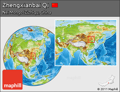 Physical Location Map of Zhengxianbai Qi, within the entire country