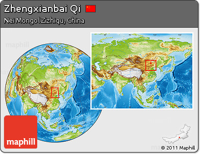 Physical Location Map of Zhengxianbai Qi, within the entire country